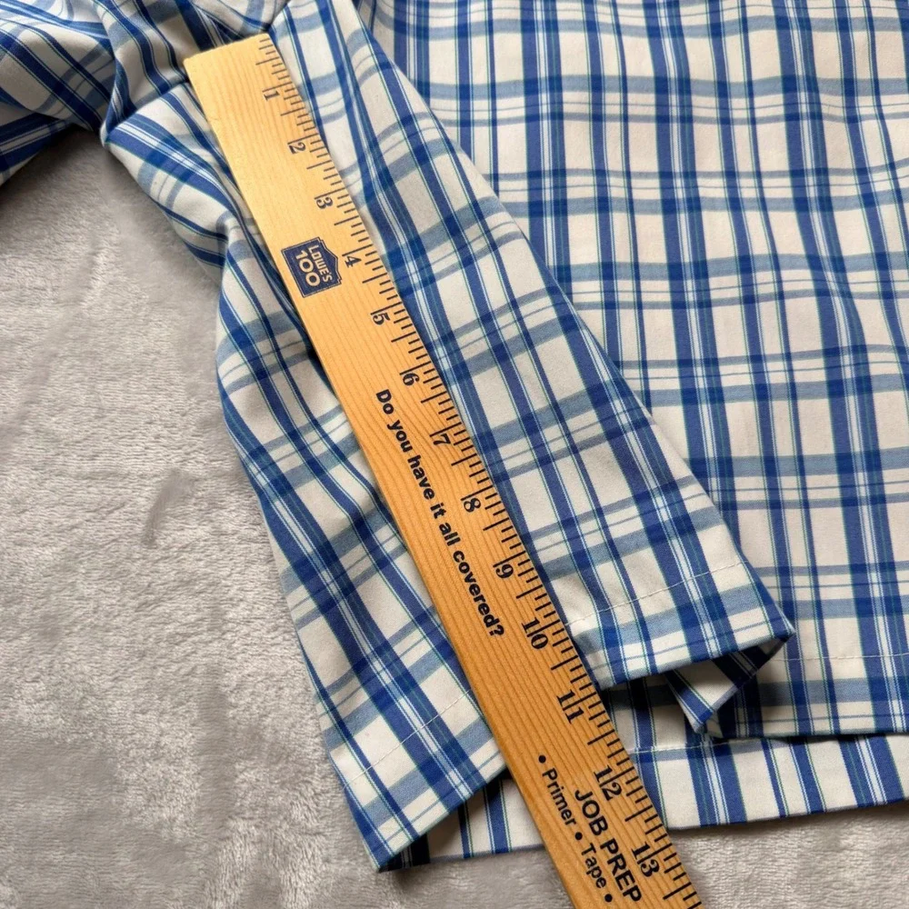 Adidas Golf Shorts Mens 40 Blue White Plaid Flat Front Preppy 11